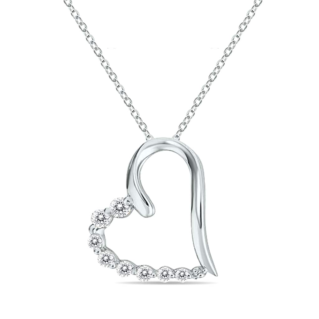 1/3 Carat TW Diamond Heart Journey Pendant in 10K White Gold