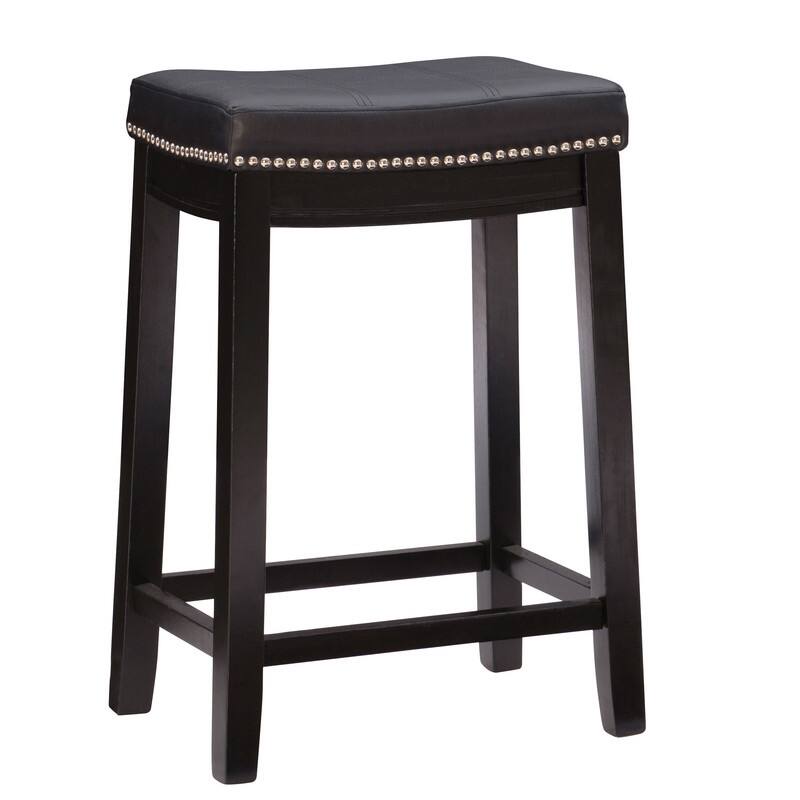 Linon Willamette Black Faux Leather Backless Counter Stool
