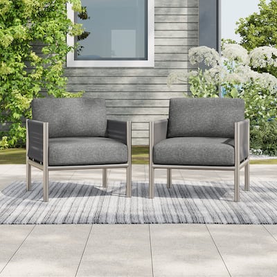 Brickell Outdoor Patio Club Chairs with Cushions by Christopher Knight Home