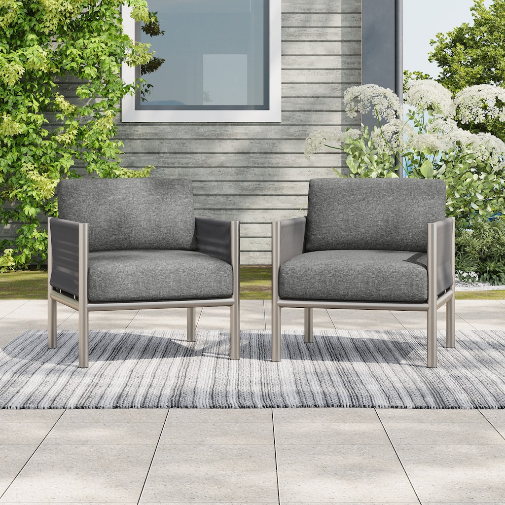 Brickell Outdoor Patio Club Chairs with Cushions by Christopher Knight Home
