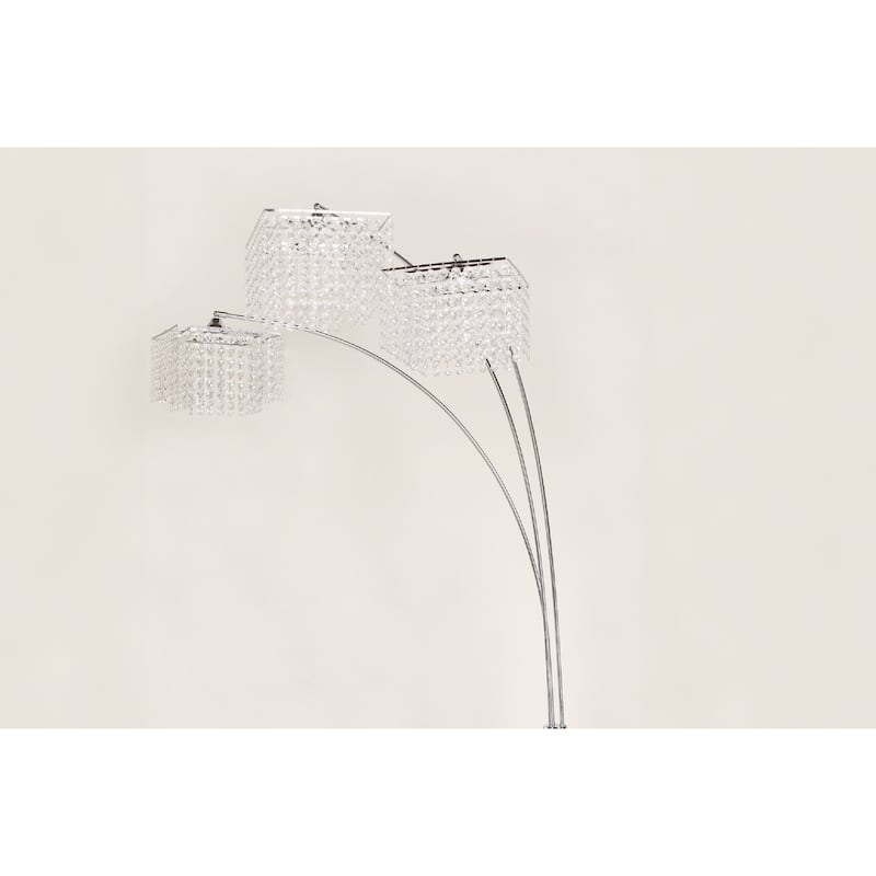 1pc Modern Design Classic Luxury Sleek Multi-head Floor Arc Lamp Half Moon Radiant Crystal-encrusted Sleek Metallic Stems