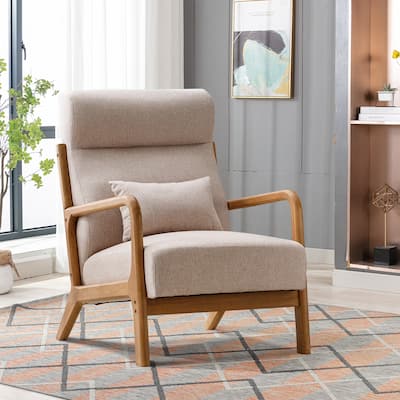 Single Lounge Armchair with Solid Wood Frame
