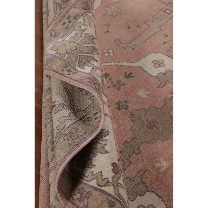 Pink & Ivory Oushak Oriental Large Area Rug Hand-Knotted Wool Carpet - 10'0" x 13'9"