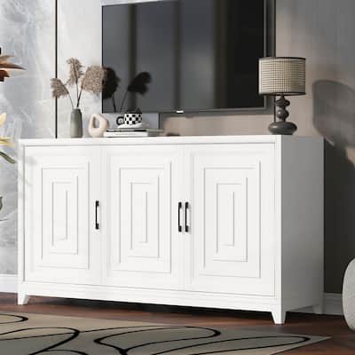 Entertainment Center Media Console Cabinet with 2 Spacious Storage Space