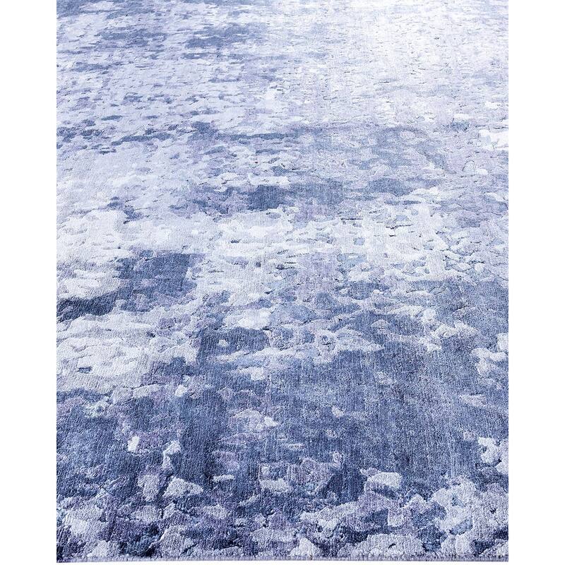 Modern One-of-a-Kind Hand-Knotted Area Rug, Blue - 9' 1" x 12' 2"