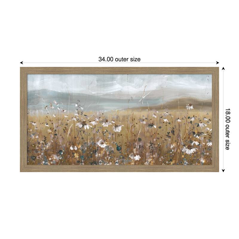 Meadow Stroll Neutral by Danhui Nai Wood Framed Wall Art Print - Brown