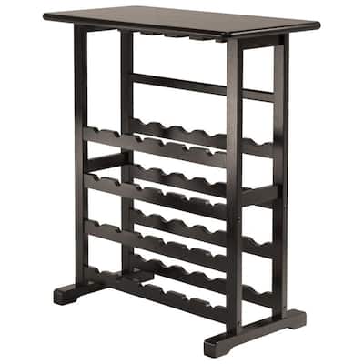 Floor-Standing Dark Espresso Brown 24-Bottle Wine Rack - 31.5"W x 16.22"D x 35.67"H