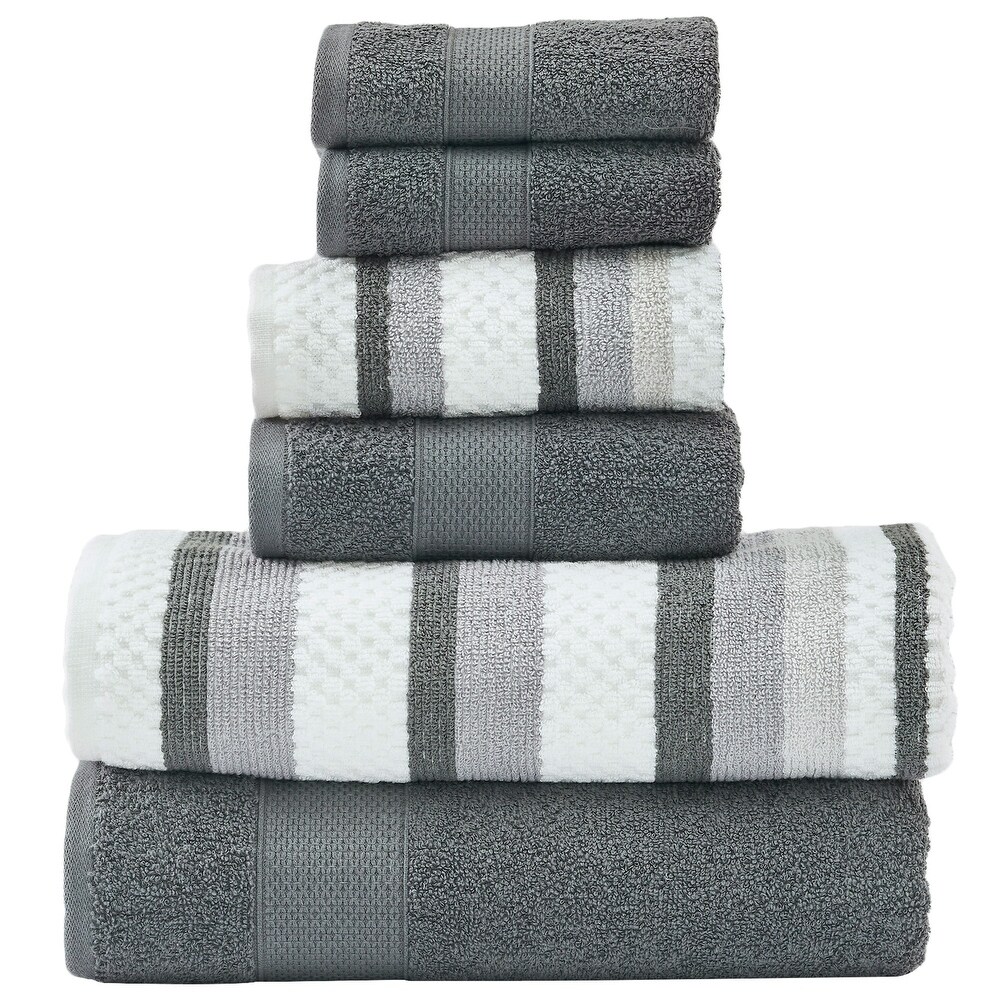 Truly Lou Harbor Stripe 100% Cotton Towel Set, Textured Bath Towel