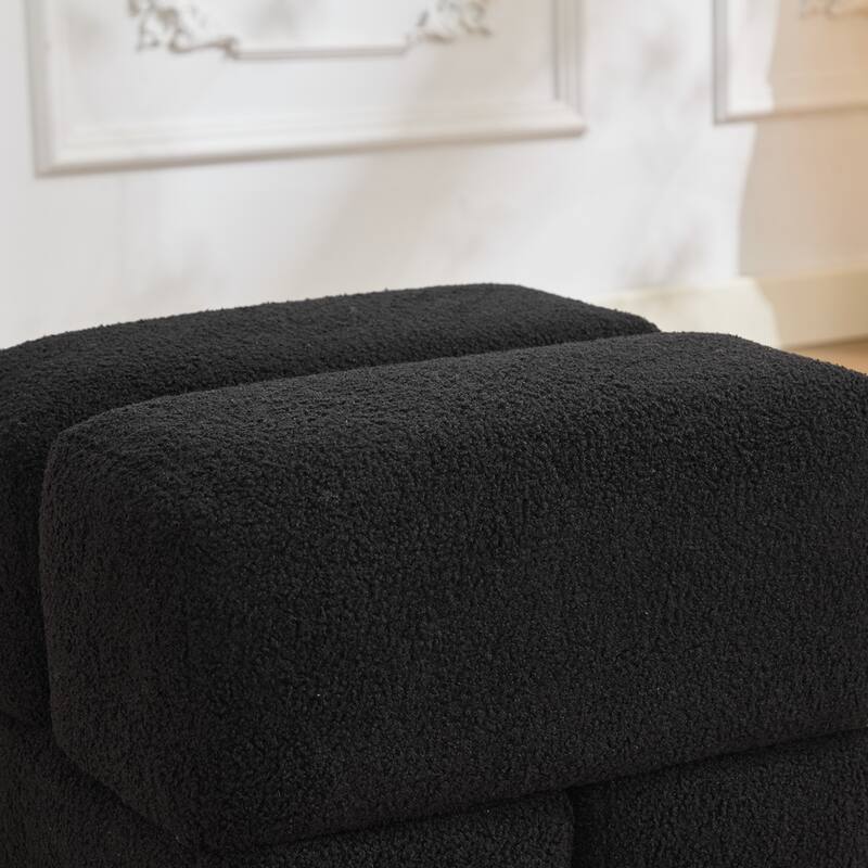 SEYNAR Modern 16.5''Faux Sherpa Square Cube Otttoman