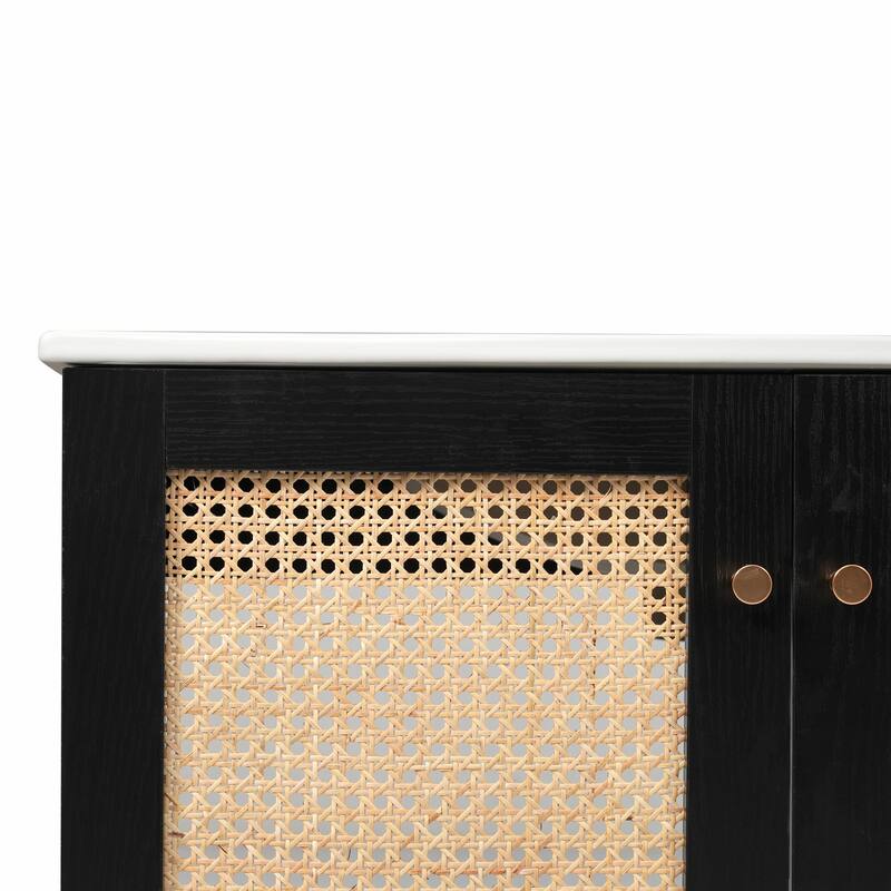 30" Bathroom Vanity with Handmade Rattan Doors - Natural Materials & Soft-Close Mechanisms