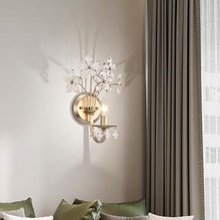 Rosa 1 Light Champagne Daisy Flower Glass Crystal Wall Sconce - 9.6 inches in W x 14 inches in H x 9.3 inches in D