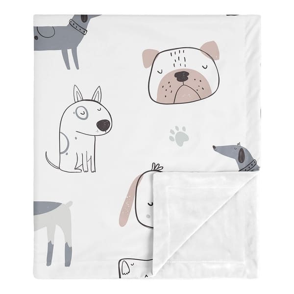 slide 2 of 5, Sweet Jojo Designs Dog Boy Girl Unisex/Gender Neutral Baby Receiving Security Swaddle Blanket Grey Taupe Blue Puppy Watercolor