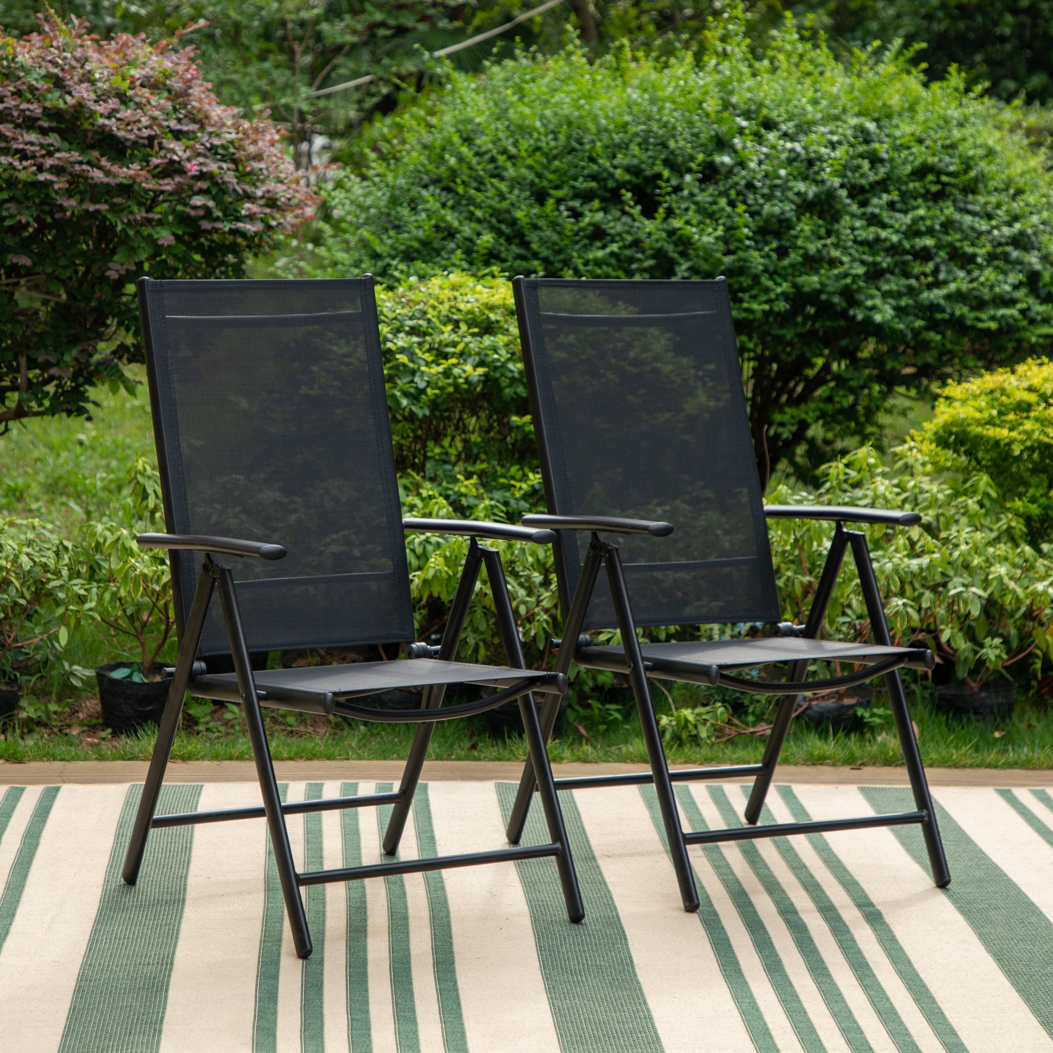 MAISON ARTS Patio Foldable Sling Three Colors Dining Foldable Chairs with 7 Levels Adjustable