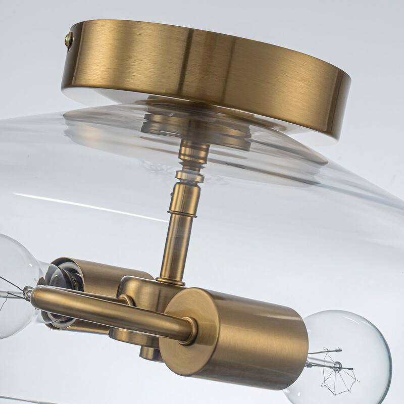 Modern 2-Light Drum Semi Flush Mount Glass Ceiling Light