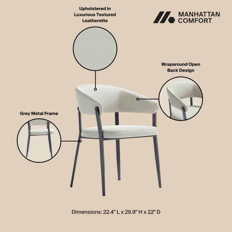 Manhattan Comfort Belle Stone Grey Textured Leatherette Dining Chair