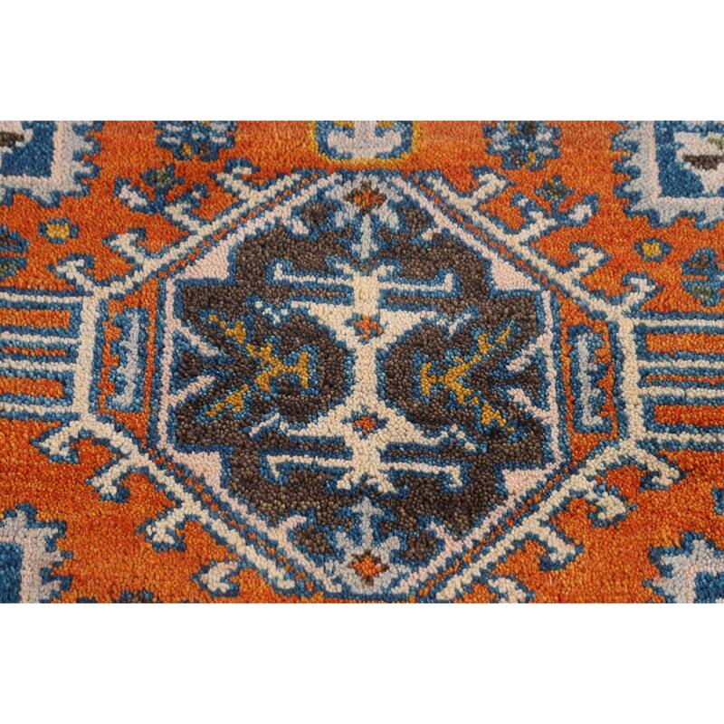 Geometric Heriz Serapi Oriental Foyer Rug Hand-Knotted Wool Carpet - 3'11"x 5'10"