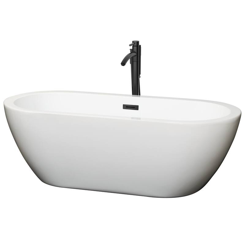 Wyndham Collection Soho 68" Free Standing Acrylic Soaking Tub with - White / Matte Black Trim