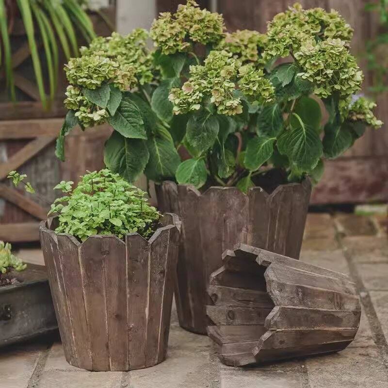 RusticReach Spliced Solid Wood Planter Round
