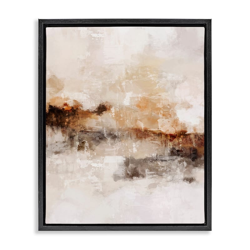 Stupell Beige & Brown Abstract Framed Floater Canvas Wall Art Design by Ros Ruseva - 25 x 31 - Black