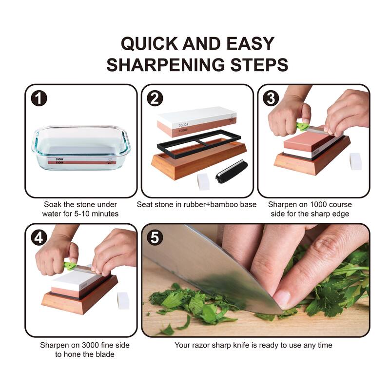 Prime Cook Knife Sharpening Stone 2 Side Grit 1000/3000