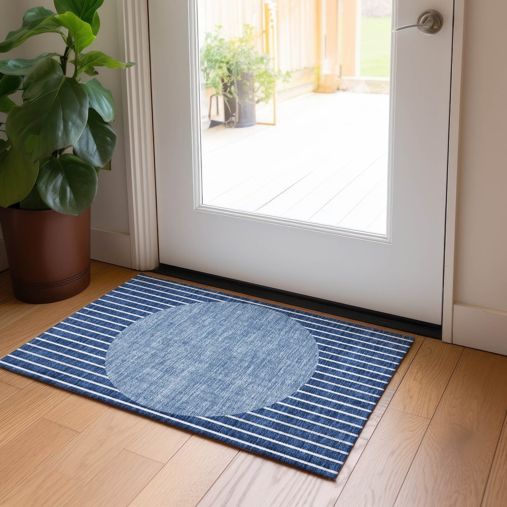 Machine Washable Indoor/ Outdoor Modern Sunrise Chantille Rug