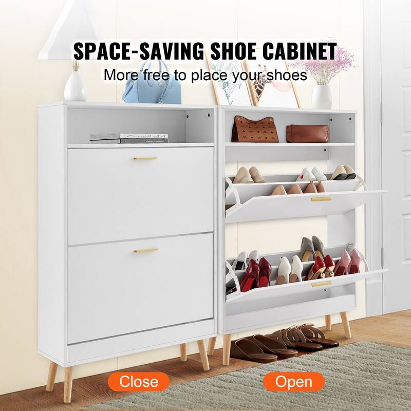 Shoe Cabinet with Flip Drawers, Shoe Storage Cabinet for Entryway, Free Standing Shoe Storage Organizer