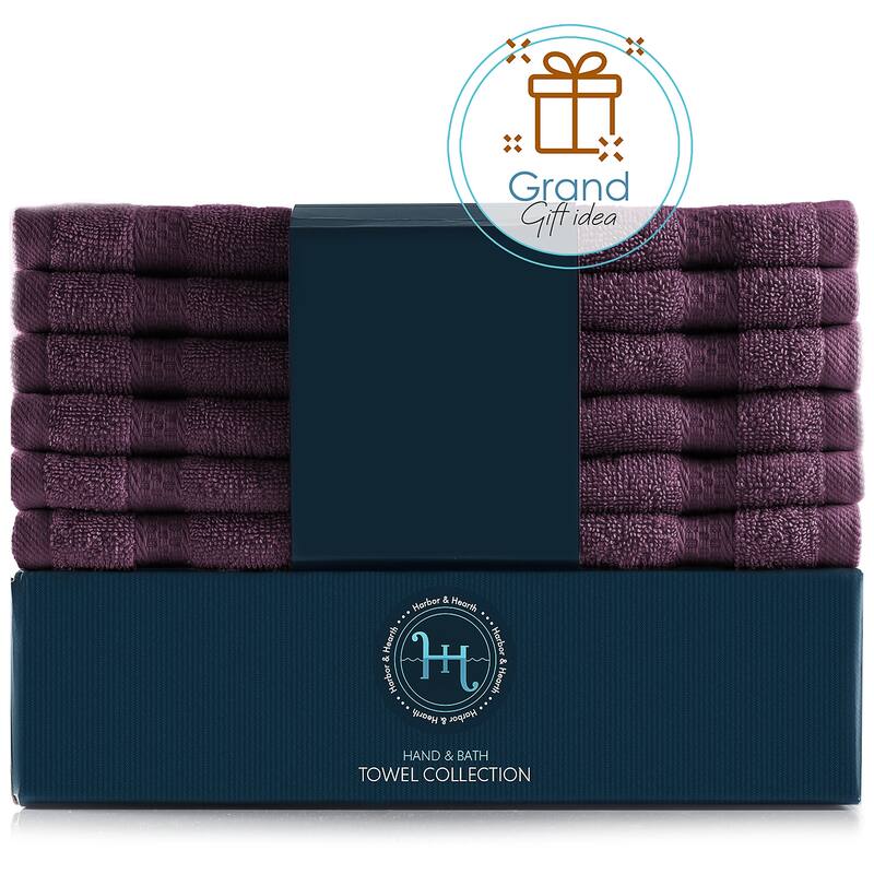 Hearth & Harbor 100 Percent Cotton Ultra Soft and Highly Absorbent Set of 12 Multipurpose Wash Cloths - 13 inches x 13 inches.