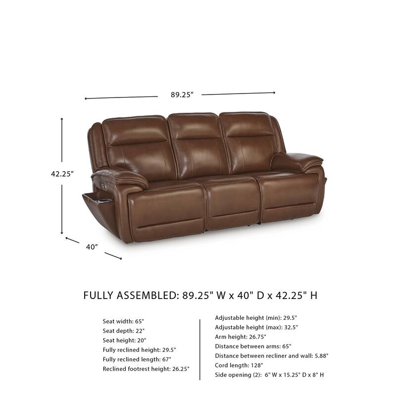 Signature Design by Ashley Healy Pier Brown Power Reclining Sofa - 89.25" W x 40" D x 42.25" H