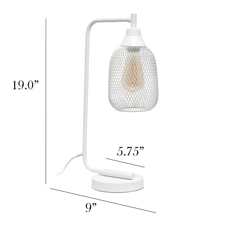 Industrial Mesh Wire Desk Lamp with Wire Shade - 19" - Matte White