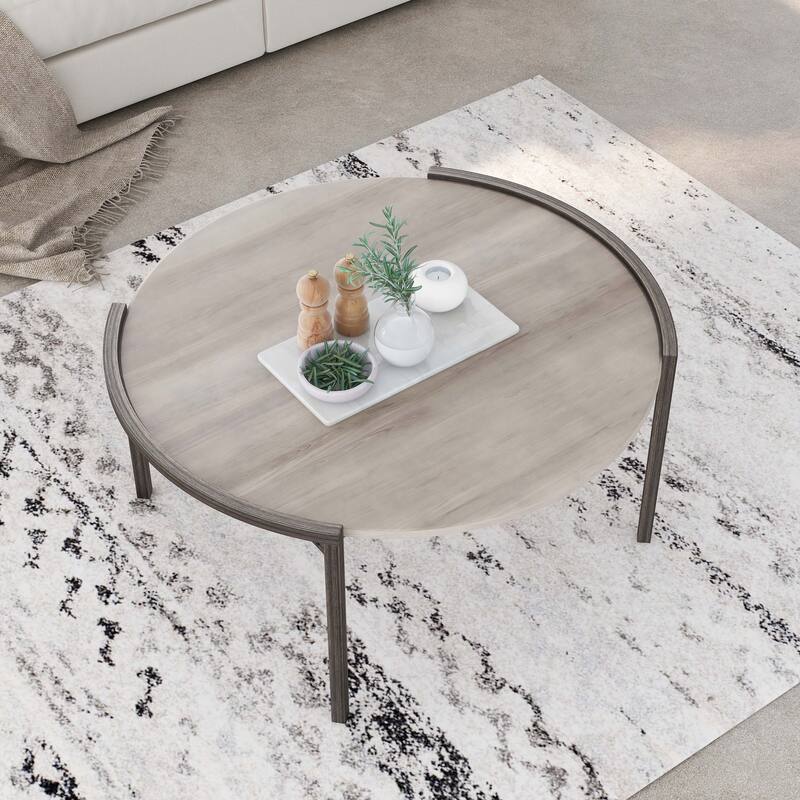 Rowland Urban Light Grey 37-inch Steel Round Coffee Table by Furniture of America