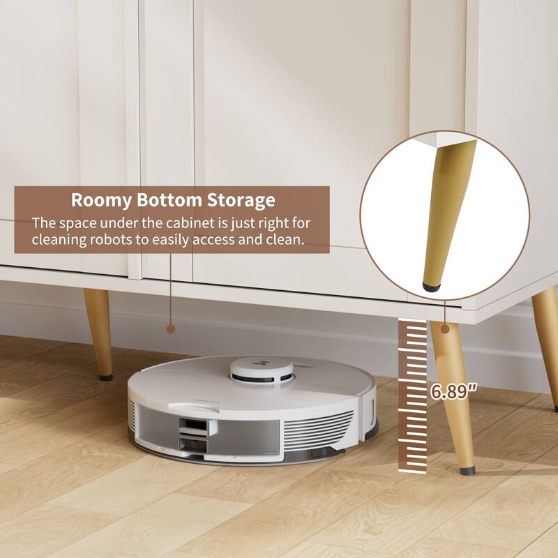 Minimalist Sideboard Buffer Cabinet, Credenza Storage Cabinet, Accent Kitchen Storage Cabinet with Adjustable Shelves
