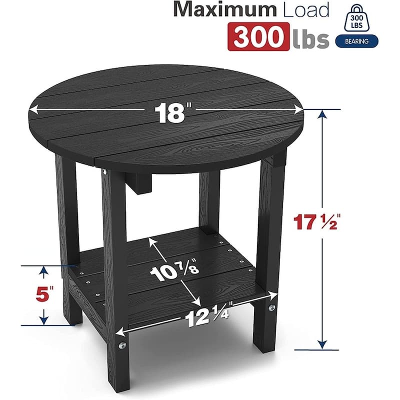 WINSOON All Weather HIPS Outdoor Side Tables 2-Tier Adirondack Tables End Tables 18inch