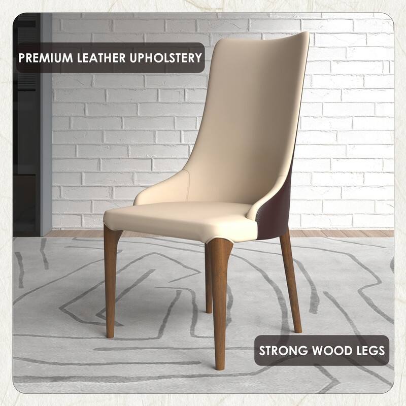 Elm Modern High-back Leather or Velvet Upholstered Accent Dining Chair with Solid Ash Wood Legs for Living Room or Office