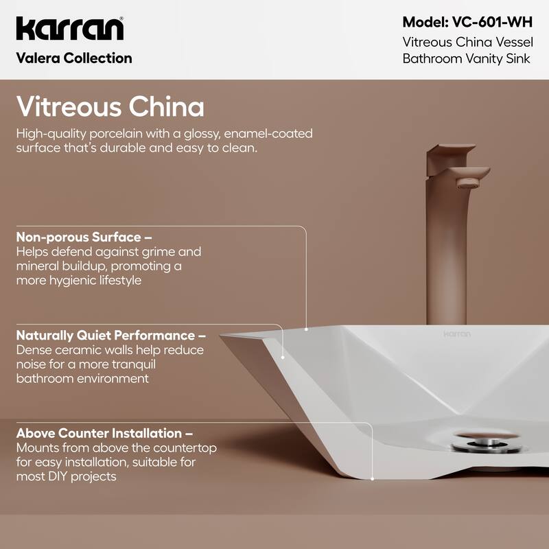 Karran Valera 19" Vitreous China Vessel Bathroom Sink in White