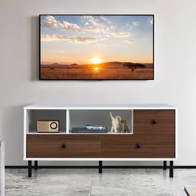 Modern TV Stand Entertainment Console W/ 2 Open Compartments - 42 inches