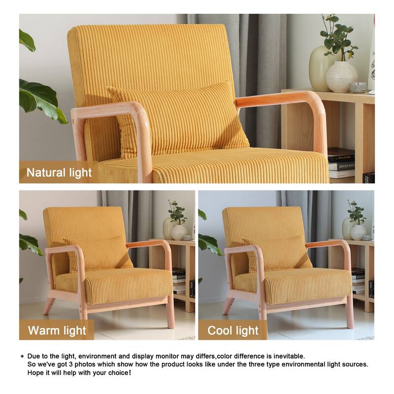 2 Set Upholstered Lounge Arm Chair with Pillow - Set of 2