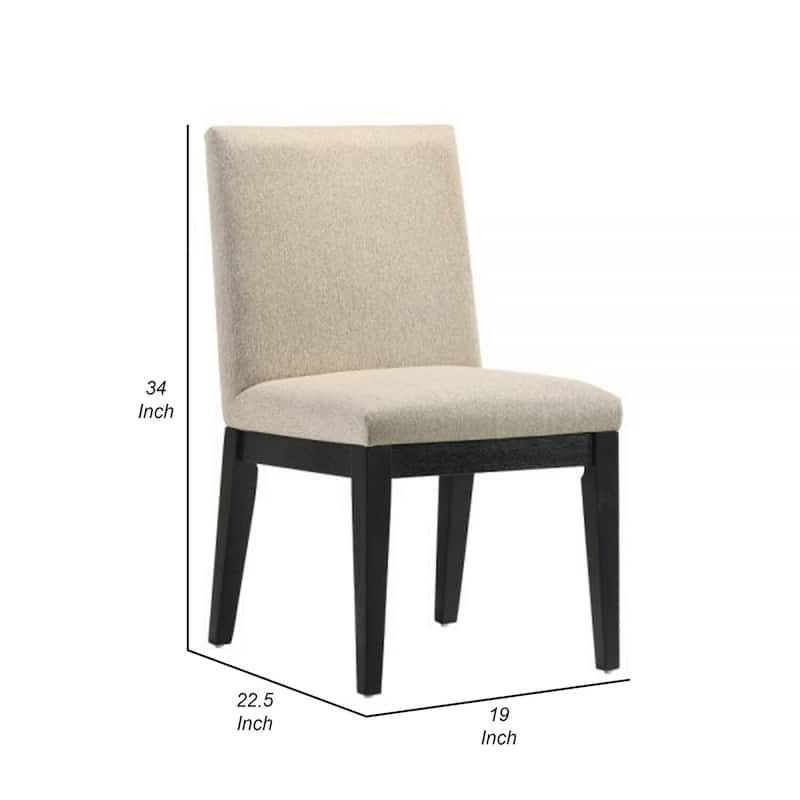 Black/Beige Fabric Upholstered Wood Frame Dining Chair, Set of 2, Sturdy Dining Chair for Dining Rooms - 17.5