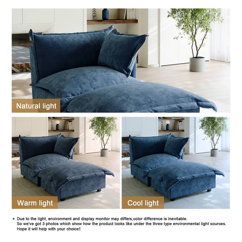 Casual 40"W Oversized Soft Comfy Cloud Chenille Chaise Lounge with Ottoman