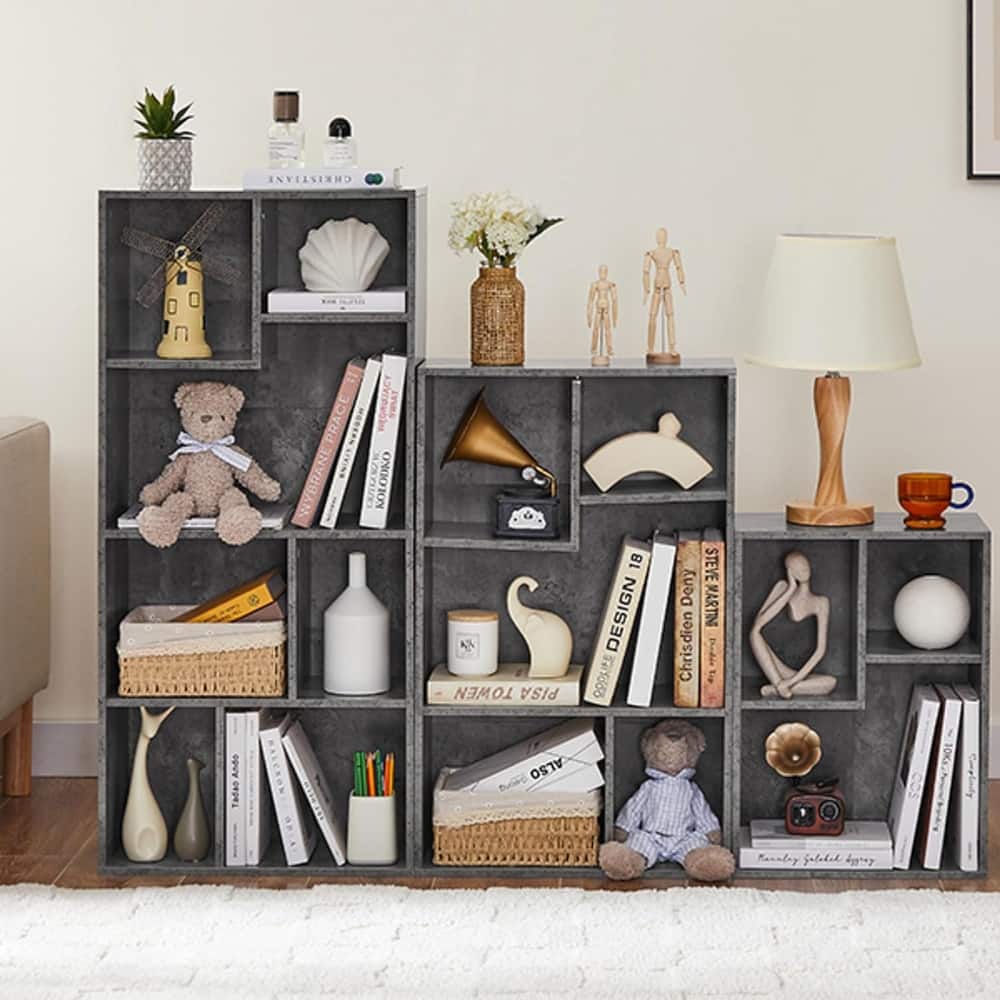 VECELO Wide Wood Organizer Bookcase Sets