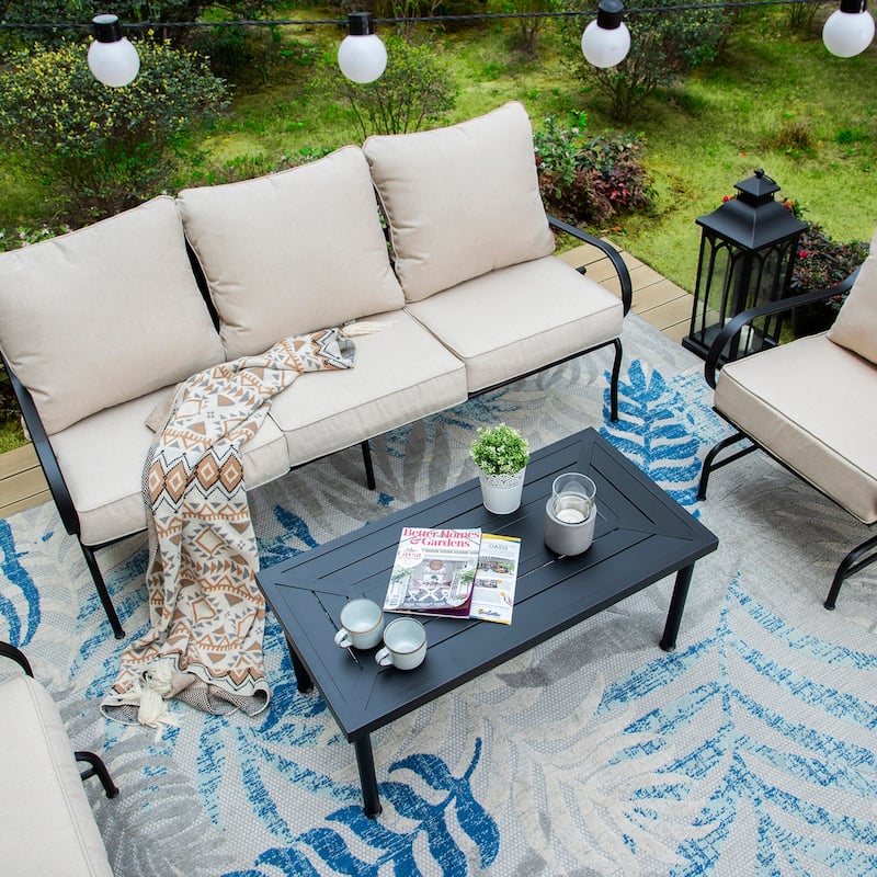 MAISON ARTS 5/7-Seat Patio Conversation Set with 3-Seat Sofa, 2/4 Single Chairs, 2-Seat Sofa and 1 Coffee Table