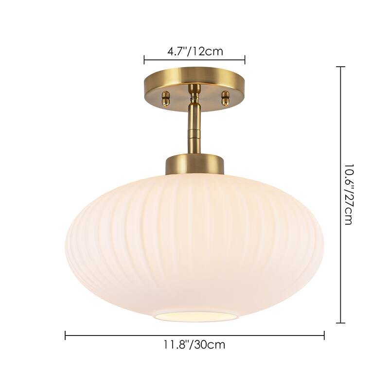 1 - Light Modern Glass Flush Mount Ceiling Light