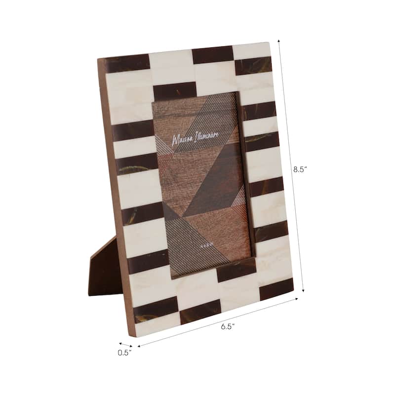 Resin Wood Picture Frame Small Stripe Modern Glam Design - 4x6" Brown
