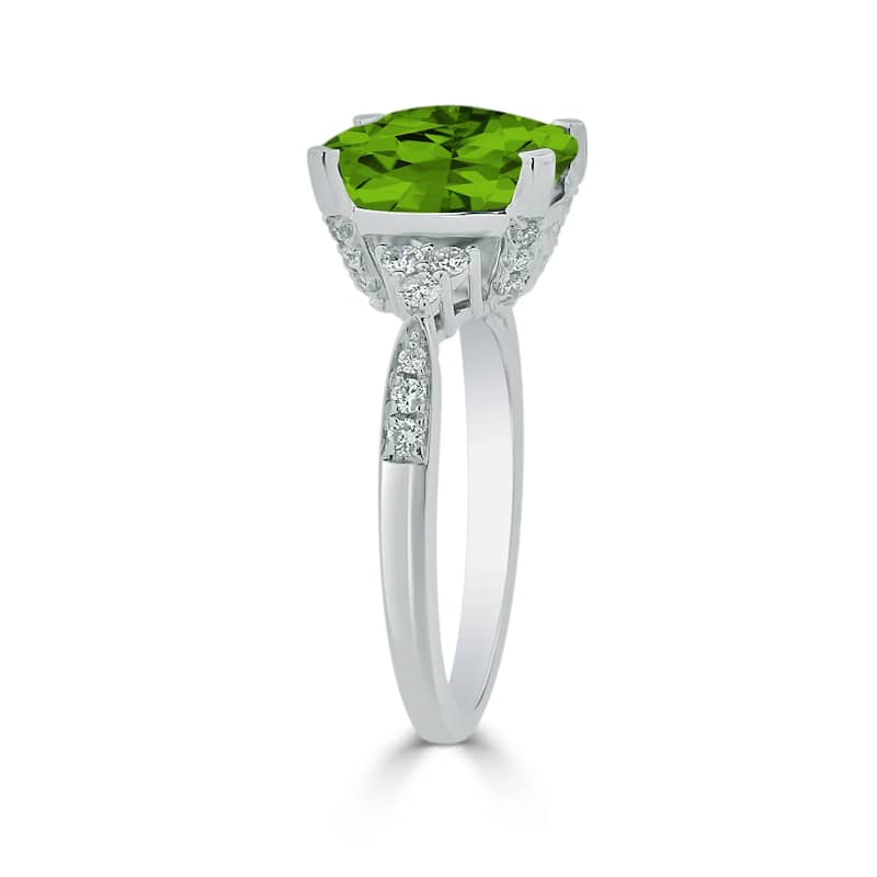 Auriya 1 1/5ct Fancy Cushion Peridot and Diamond Engagement Ring 1/4ctw 14k Gold