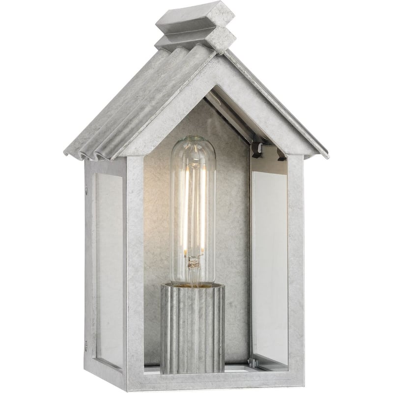 POINT DUME® Dunemere Galvanized Finish Outdoor Wall Lantern with DURASHIELD - 6.65 in x 5.875 in x 10.5 in - 6.65 in x 5.875 in x 10.5 in