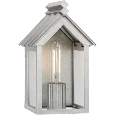 POINT DUME® Dunemere Galvanized Finish Outdoor Wall Lantern with DURASHIELD - 6.65 in x 5.875 in x 10.5 in