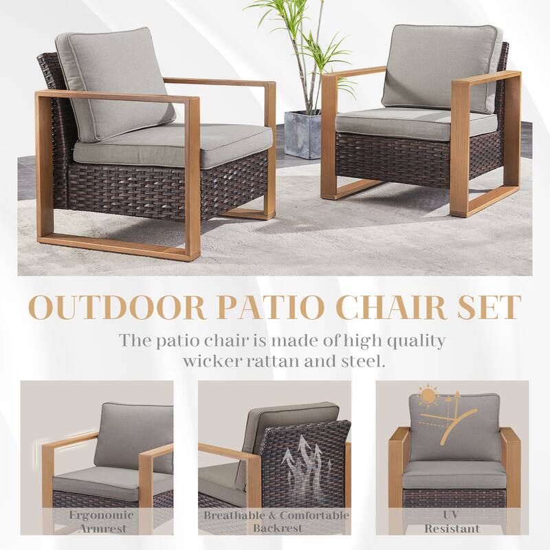 Gymojoy 7 Pieces Rattan Sofa,Gilder Chair, Patio Chair and Ottoman