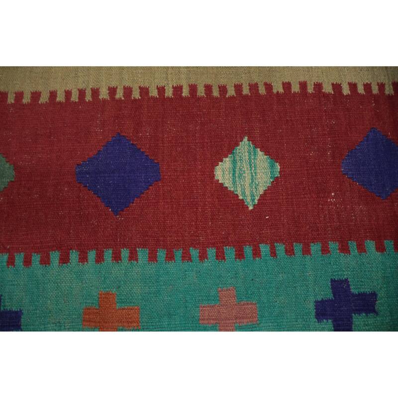 Hand Woven Oriental 100% Wool Carpet Southwestern Modern Multi-Colored Kilim Area Rug - 14' 6'' X 9' 10''