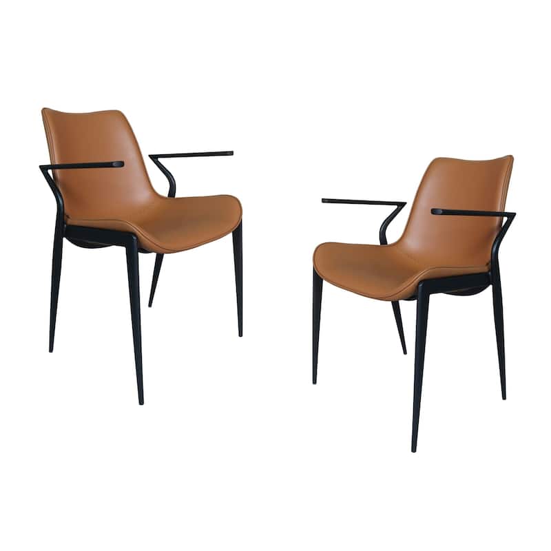 Modrest Osprey Modern Camel Vegan Leather Dining Chair (Set of 2)