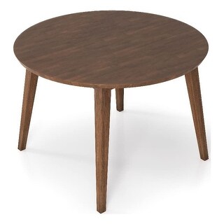 Mid Century Modern Solid Wood Walnut Round Dining Table - Bed Bath ...