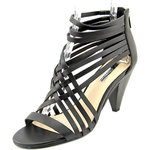INC International Concepts Garoldd Women Open Toe Leather Black Sandals